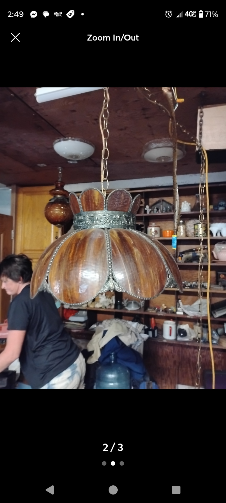 Tiffany style hanging lamp glass 1940s